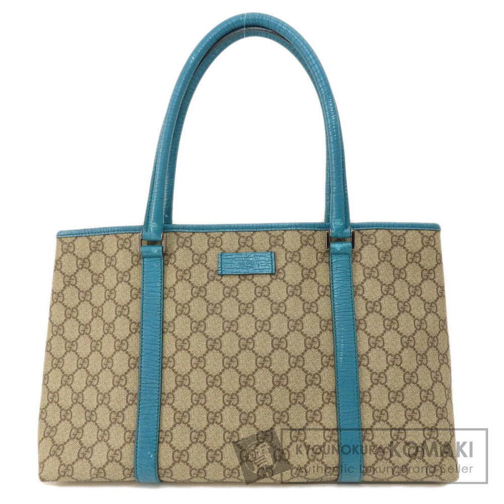 Gucci GG Supreme Joy Tote Bag beige canvas blue leather